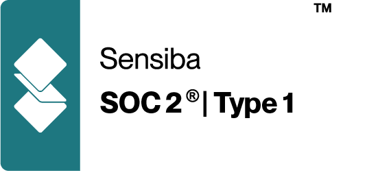Sensiba SOC 2 Type 1 attestation badge